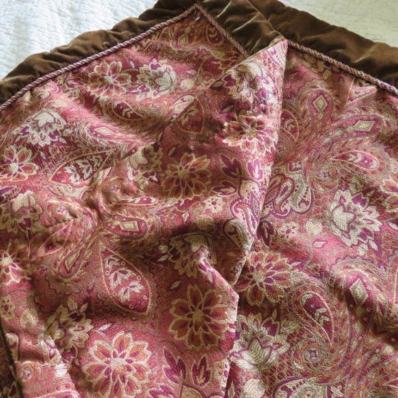 XLONG PILLOW SHAM SET OF TWO/BROWN VELVET RUST GOL - Picture 3 of 8